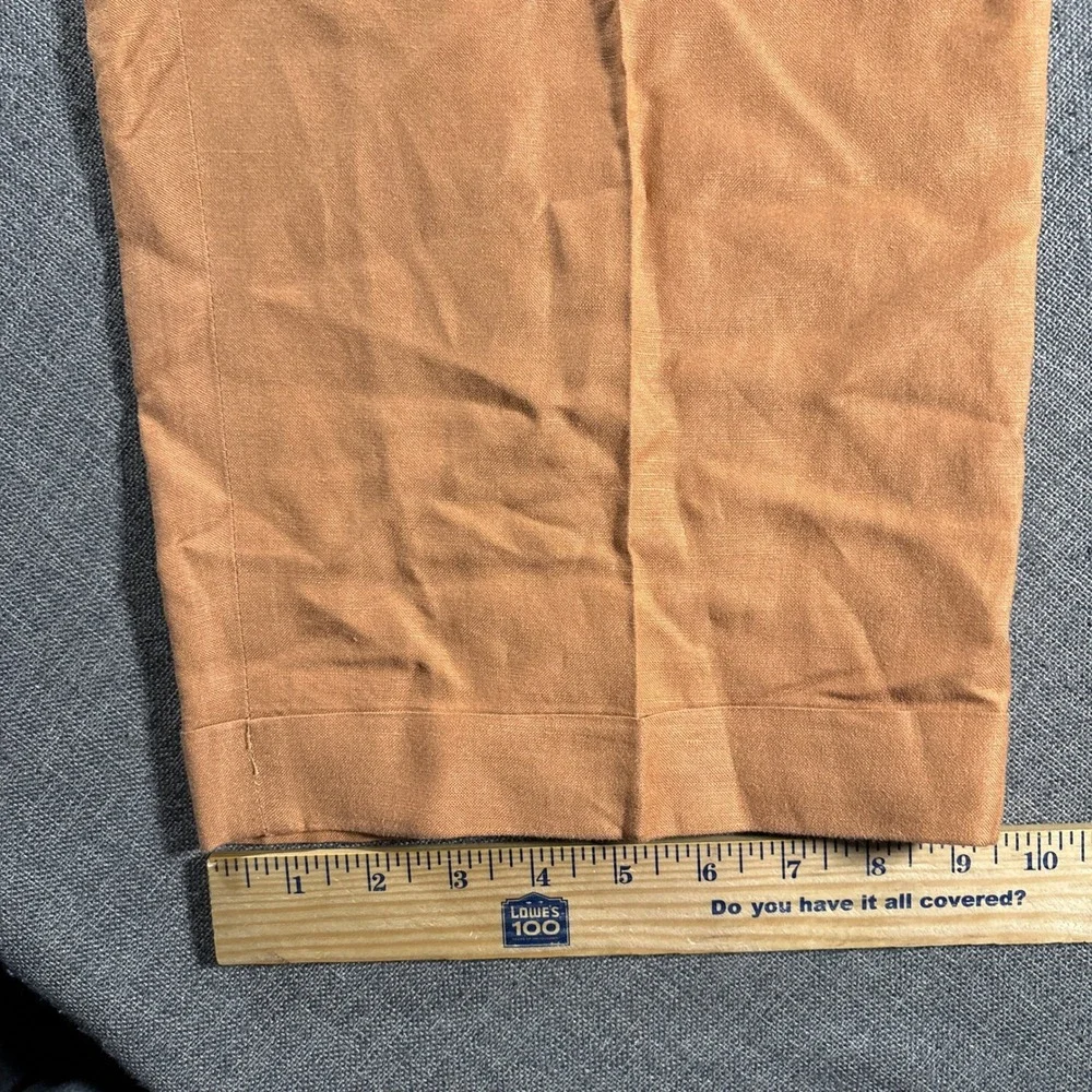 Vintage Karl Kani Pleated Pants Mens 36 Orange Linen‎ Viscose Wide Leg Trousers
